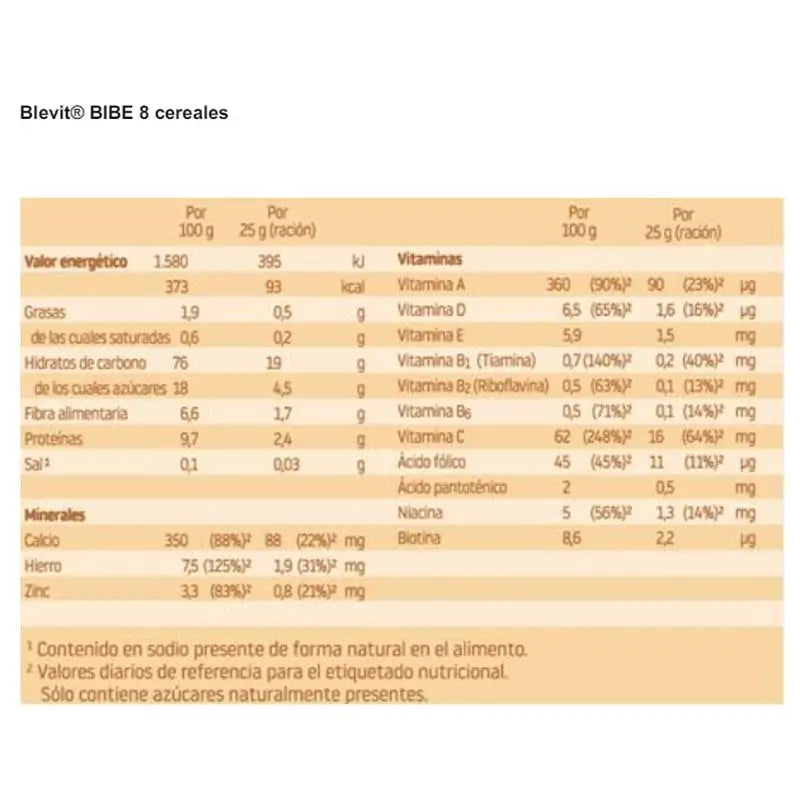 Alimenti per bambini Blevit Bibe 8 Cereali, 500 grammi