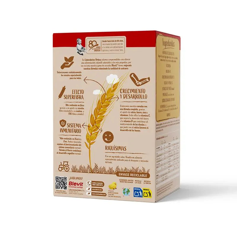 Blevit Alimenti per bambini Superfibre 8 Cer. E Cacao, 500 gr.