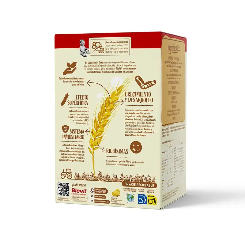 Blevit Alimento per bambini Superfibre 8 Cer. E Biscotto, 500 gr.