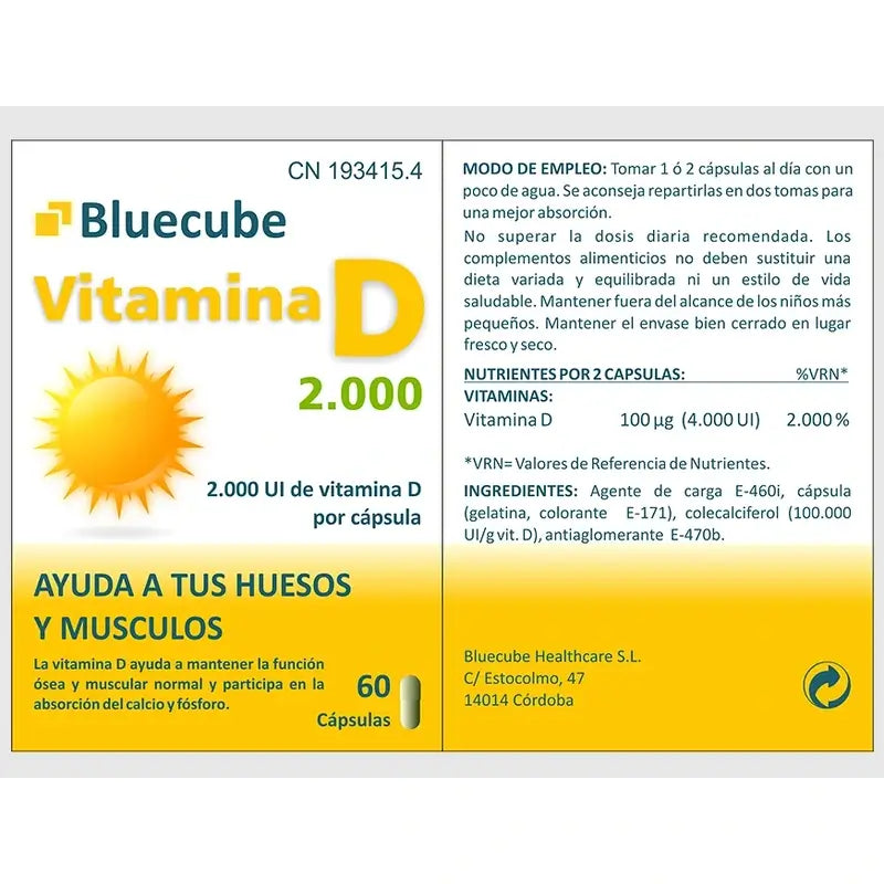 Bluecube Healthcare Vitamina D 2000, 60 capsule