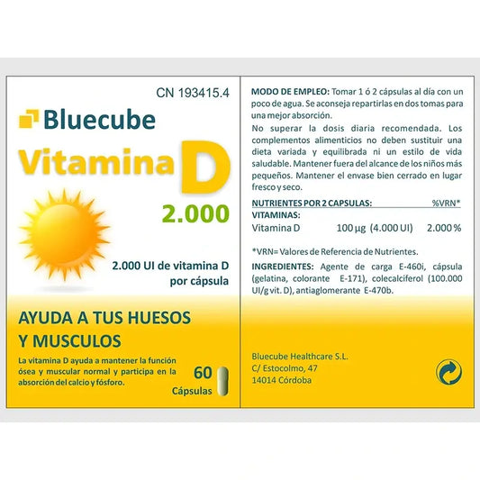 Bluecube Healthcare Vitamina D 2000, 60 capsule