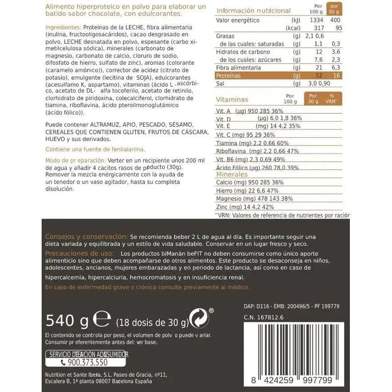 Befit Protein Shake al cioccolato 540g