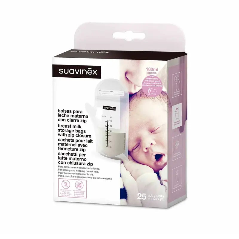 Suavinex Sacchetti di conservazione del latte materno pre-sterilizzati 25 pz.