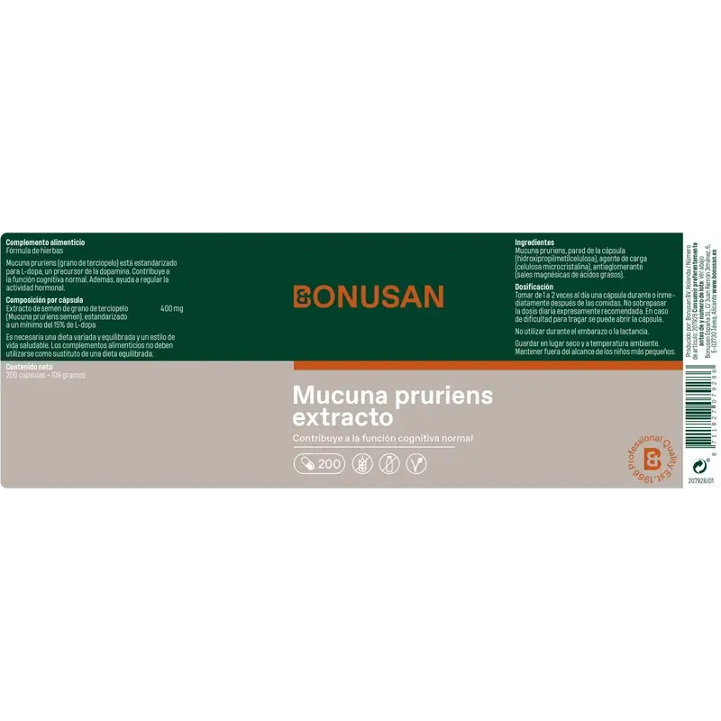 Bonusan Estratto di Mucuna Pruriens, 200 capsule