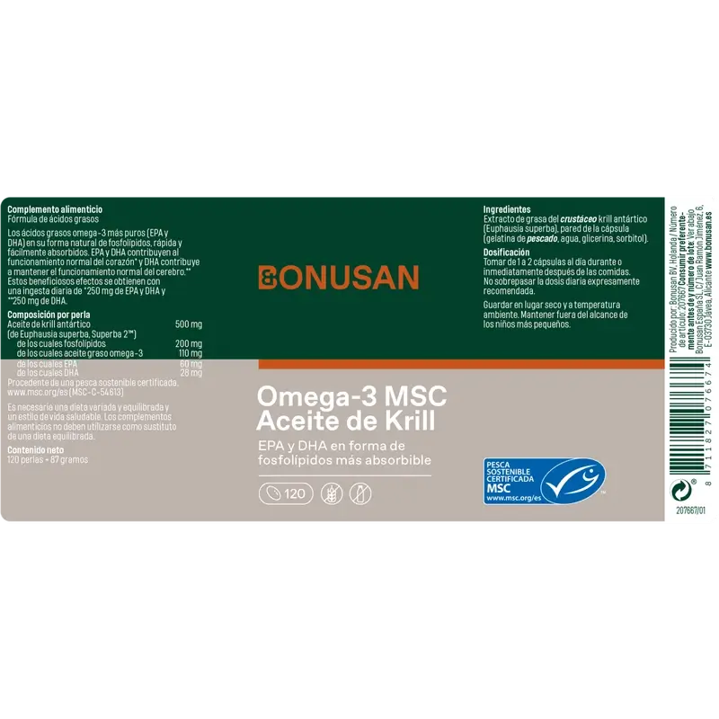 Bonusan Omega-3 Msc Olio di krill, 120 perle