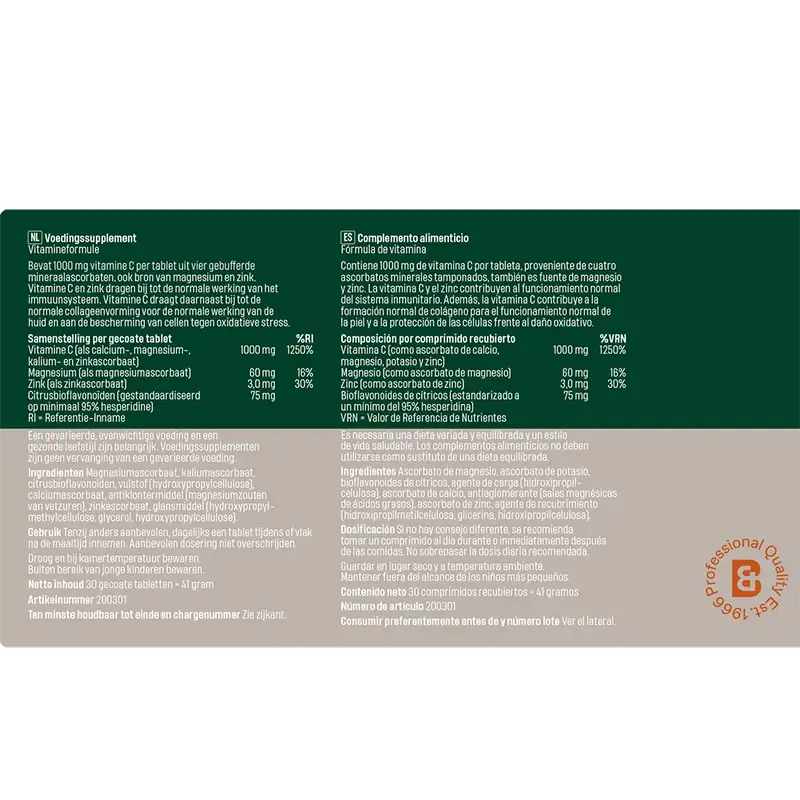Bonusan Complesso di vitamina C-1000 Ascorbato , 30 compresse
