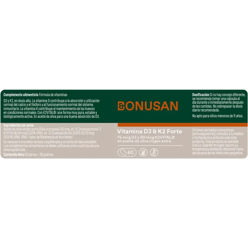 Bonusan Vitamina D3 & K2 Forte, 60 perle
