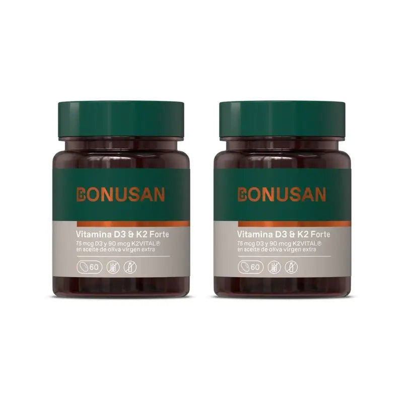 Bonusan Vitamina D3 e K2 Forte, 2X60 Perle