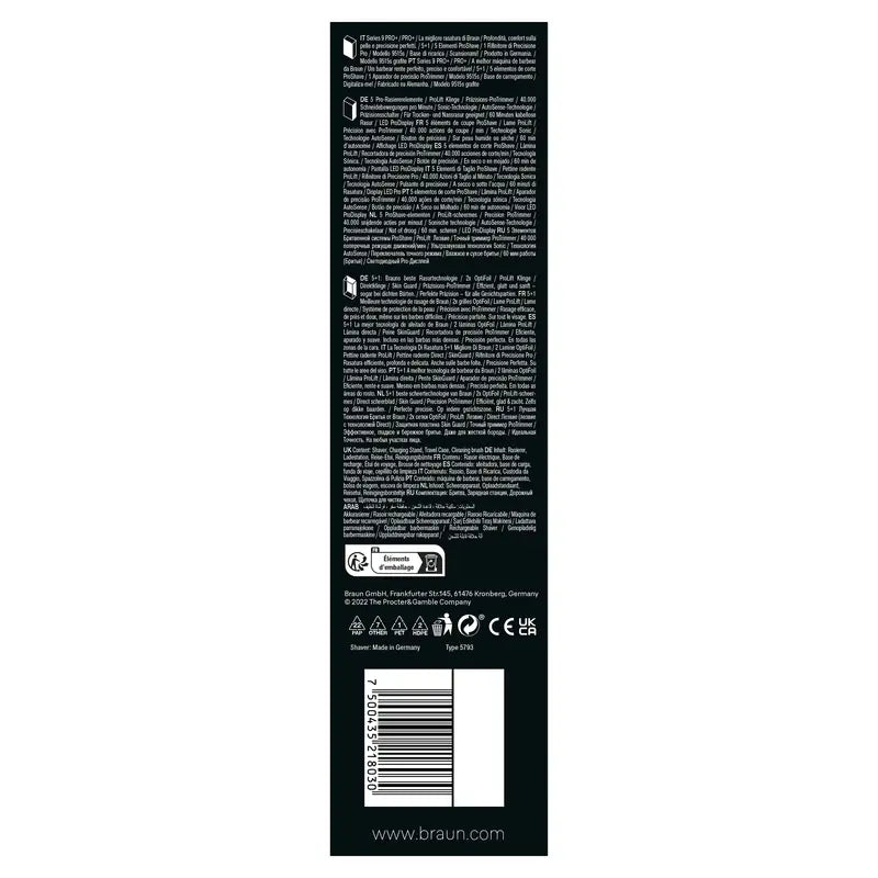 Braun Series 9 Rasoio 9600S Nero