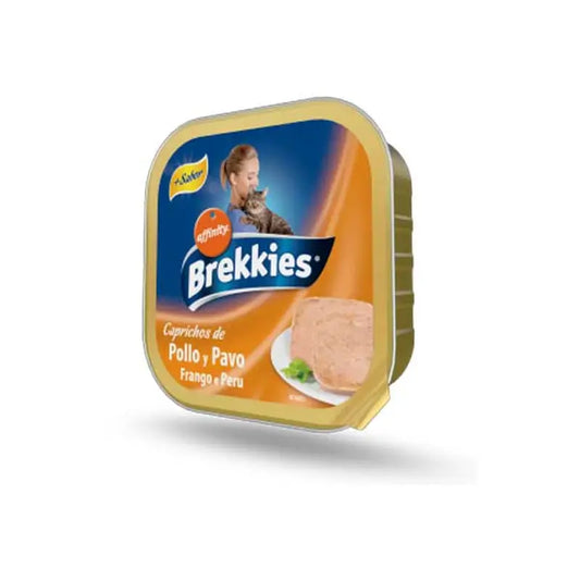 Brekkies Cibo umido per gatti, vasetto con tacchino e pollo, 100 g