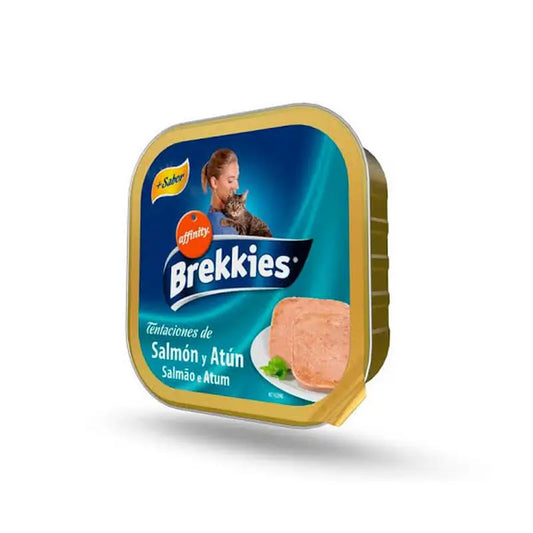 Brekkies Cibo umido per gatti, vaschetta con salmone e tonno, 100 gr