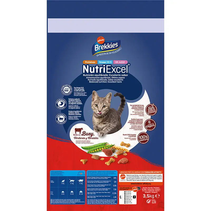 Brekkies Excel Feline Adult Beef, 3,5 kg, cibo per gatti