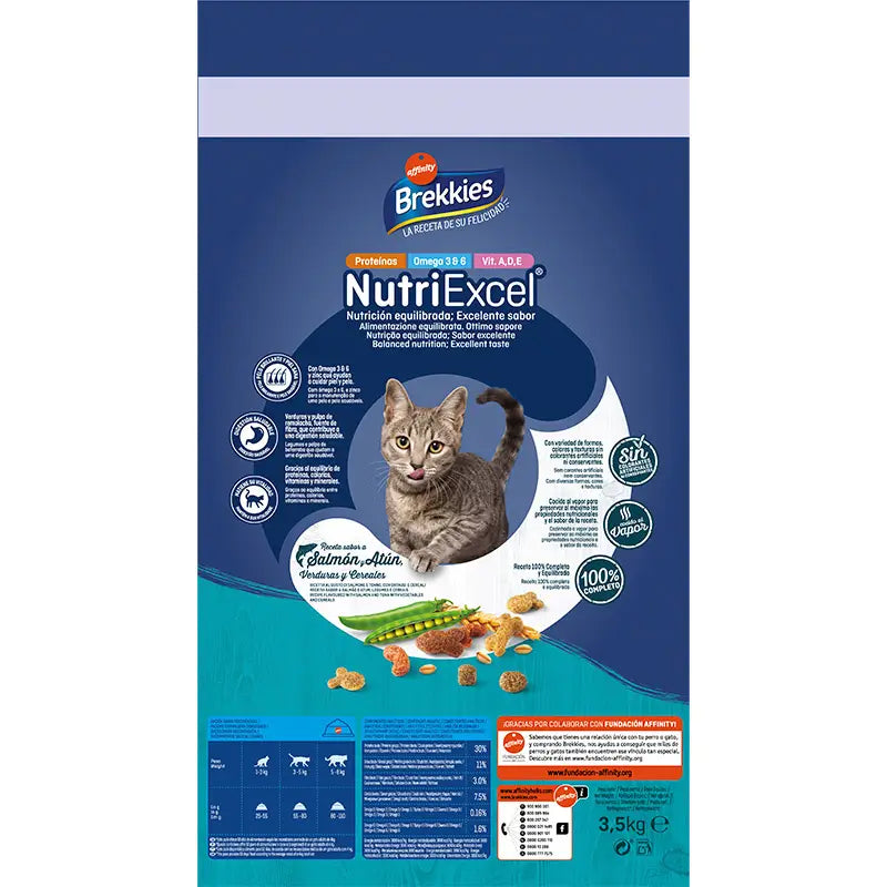 Brekkies Excel Feline Adult Feline Recipe Salmone, 3,5 kg, cibo per gatti