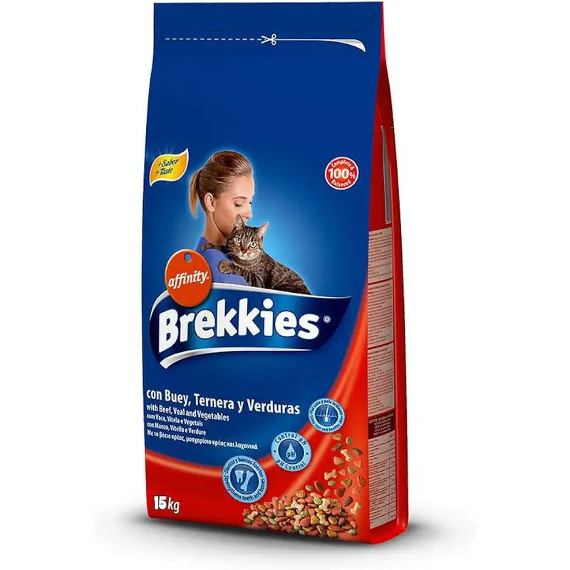 Brekkies Mangime per gatti al manzo, 15 kg
