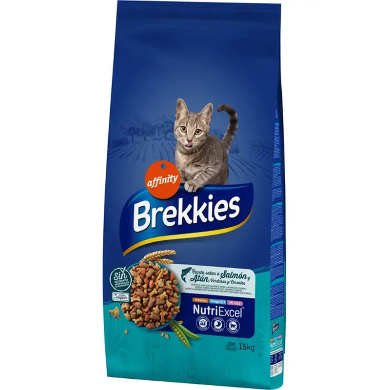 Brekkies Mangime per gatti alla ricetta al salmone, 15 kg