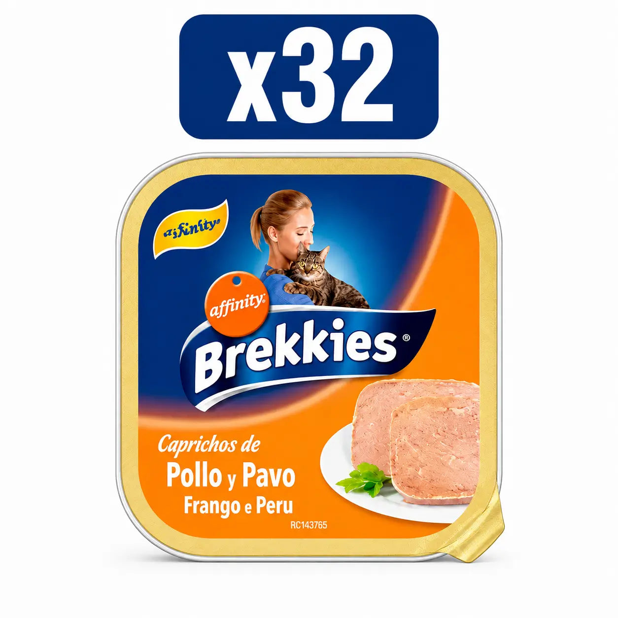 Brekkies Vaschetta Gatto Tacchino e Pollo, 100 g, confezione da 32