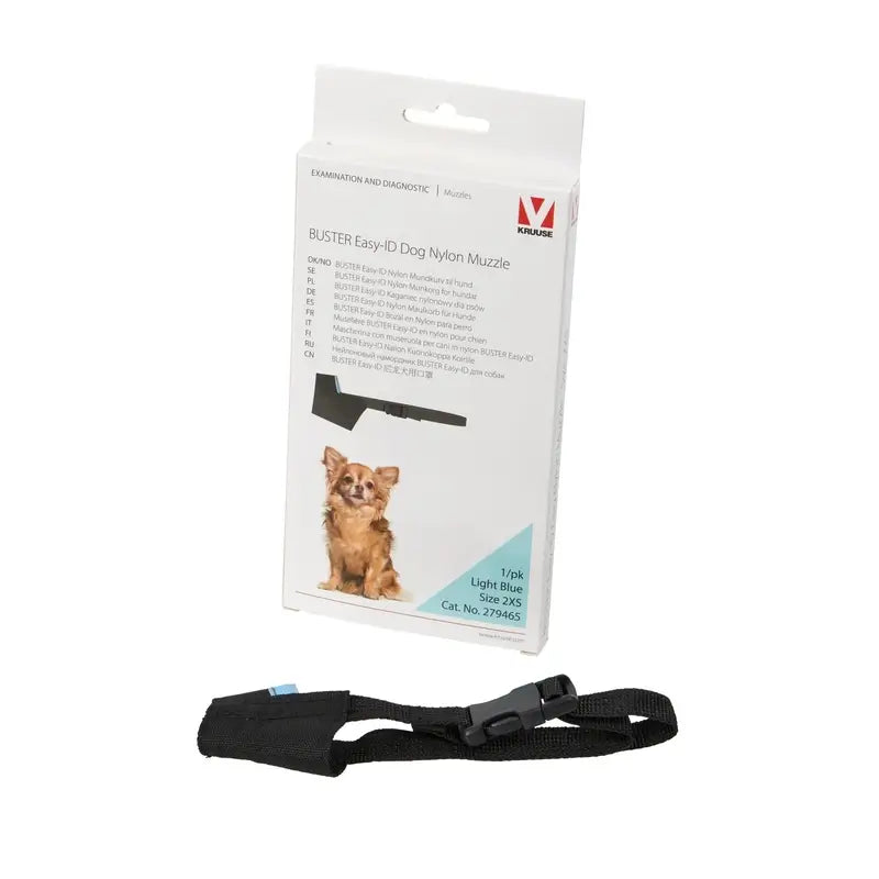 Buster - Museruola Easy per cani in nylon, doppia, extra piccola, blu, 1 pezzo