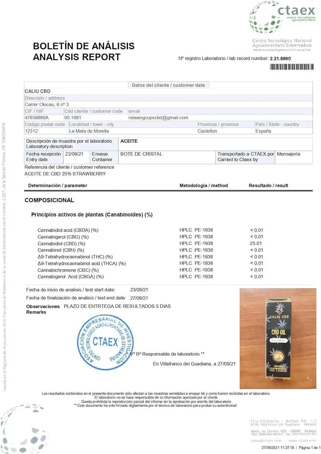 Caliu Olio di Cbd puro 15% 4500Mg Fragola Cbd 0% Thc, 30 ml