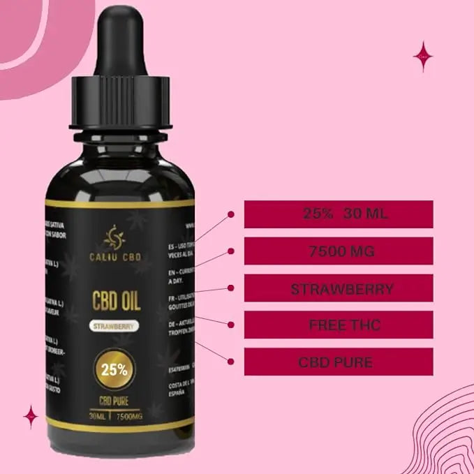 Caliu Olio di Cbd puro 25% 7500Mg Fragola Cbd 0% Thc, 30 ml