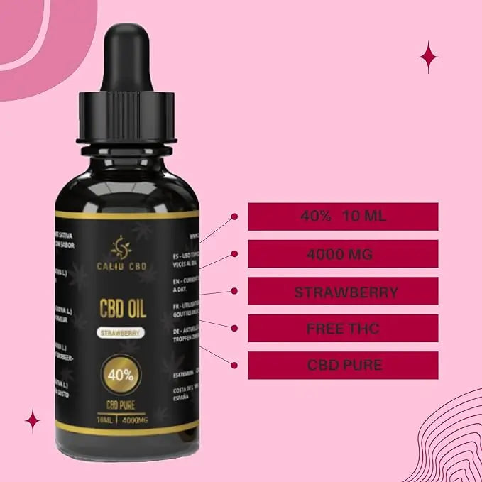 Caliu Olio di Cbd puro 40% 4000Mg Fragola Cbd 0% Thc, 10 ml