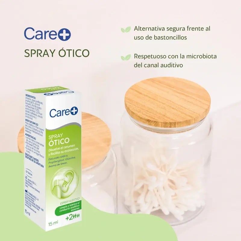 Care+ Spray per la pulizia delle orecchie per adulti e bambini +2 anni , 15 ml