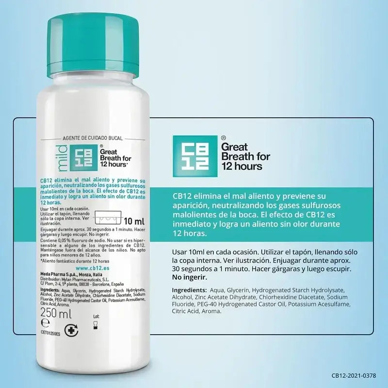Cb12 Collutorio delicato Collutorio per alitosi al gusto di menta, 2X250 Ml