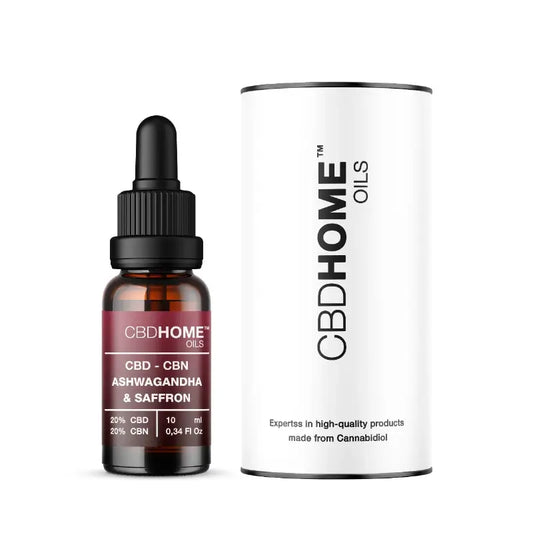 CBD HOME Olio di CBD 20% + CBN 20% + Ashwagandha + Zafferano, 10 ml