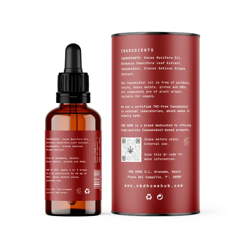 CBD Home Olio di CBD 20% con Ashwagandha + Zafferano, 30 ml