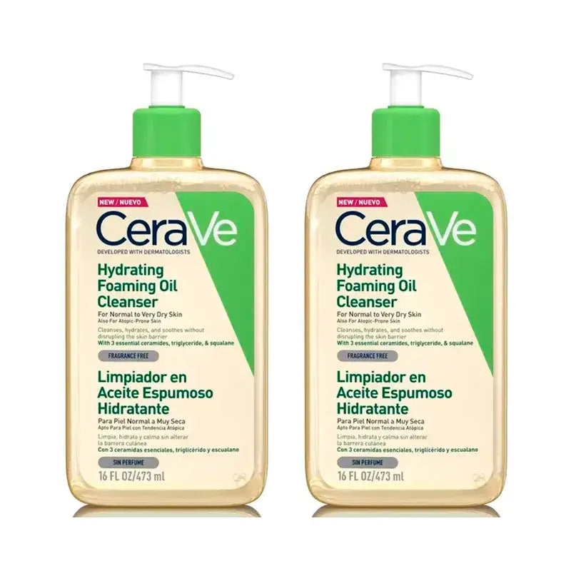 CeraVe Olio detergente schiumoso idratante, confezione da 2 x 473 ml
