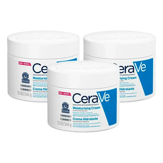 CeraVe Crema idratante per pelli secche, confezione da 3 x 340 g