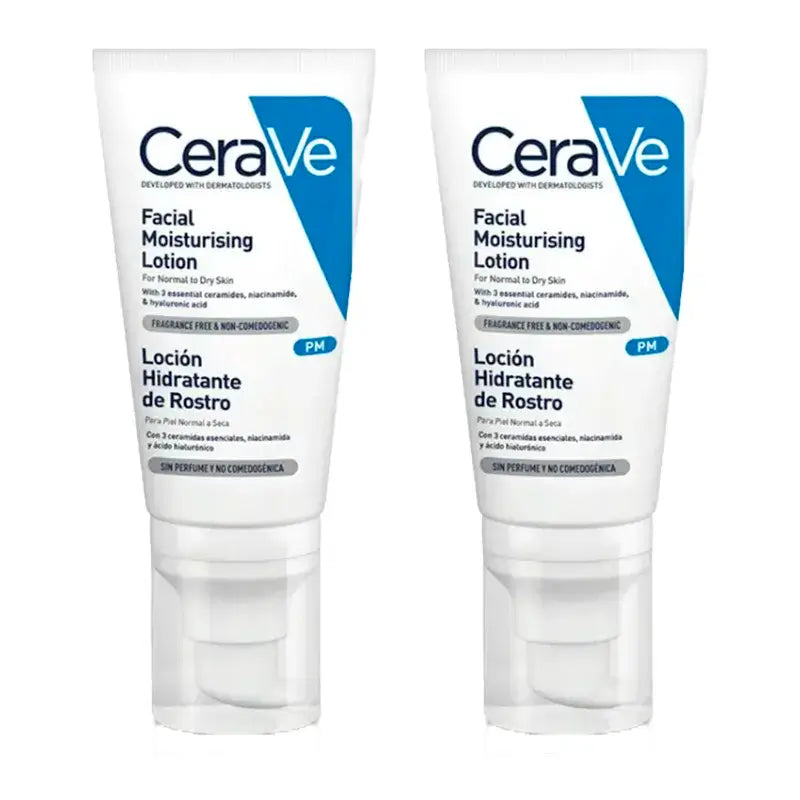 CeraVe Duplo Lozione idratante viso, 2X52 Ml