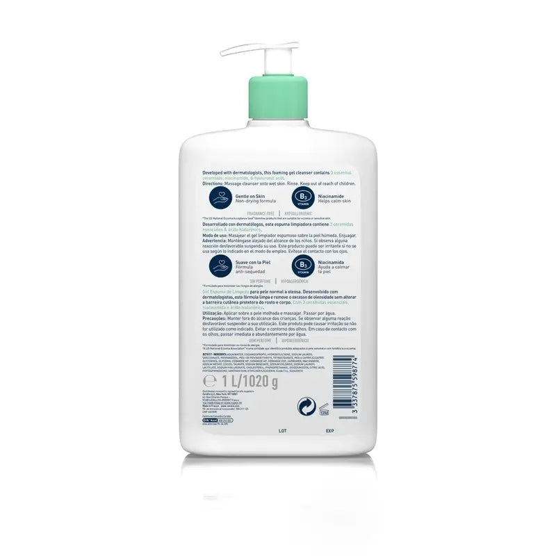 CeraVe Gel detergente schiumoso, 1l