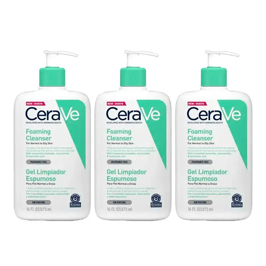CeraVe Gel detergente schiumoso, confezione da 3 x 473 ml