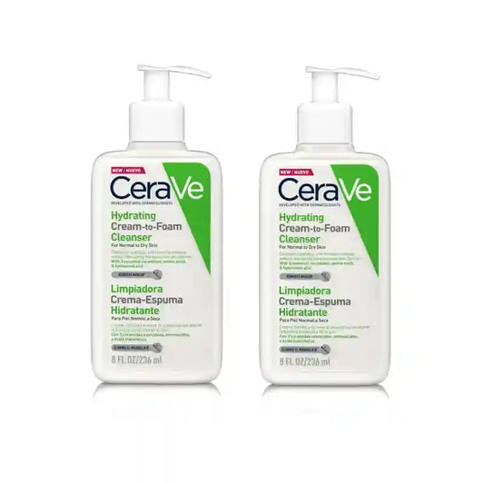 CeraVe Crema detergente-Schiuma detergente idratante, 2X236 Ml