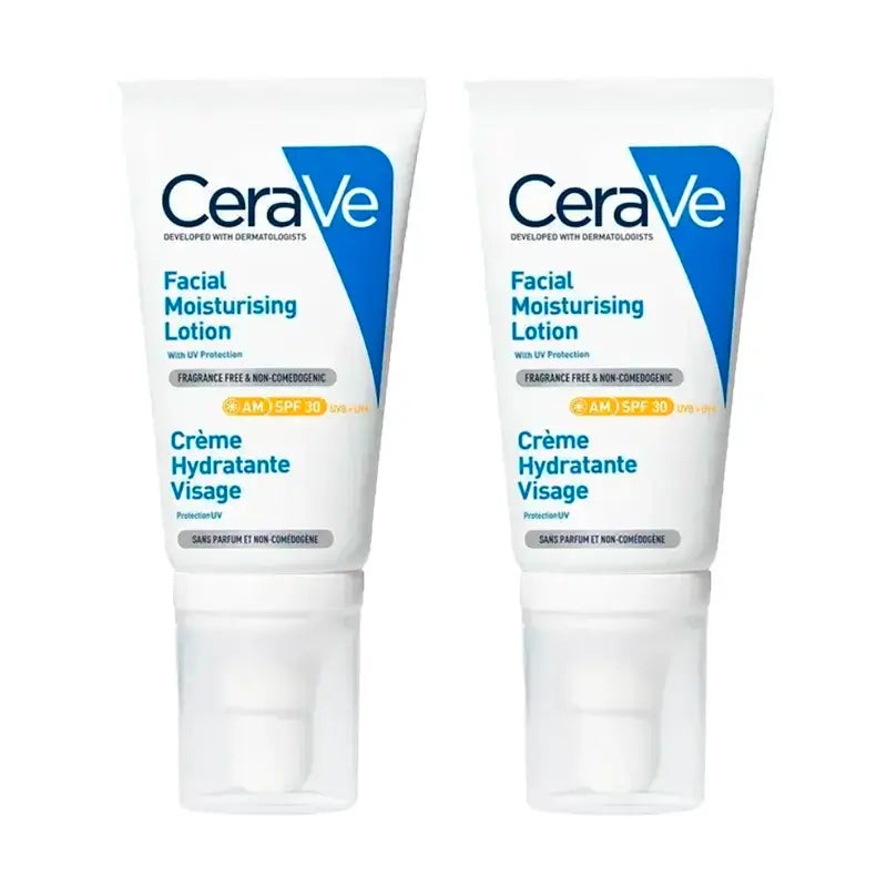 CeraVe Lozione idratante viso SPF30, confezione da 2 x 52 ml