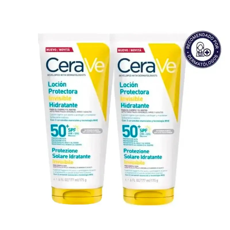 Cerave Invisible Protective Moisturising Lotion Spf 50+, Confezione 2 x 177 ml