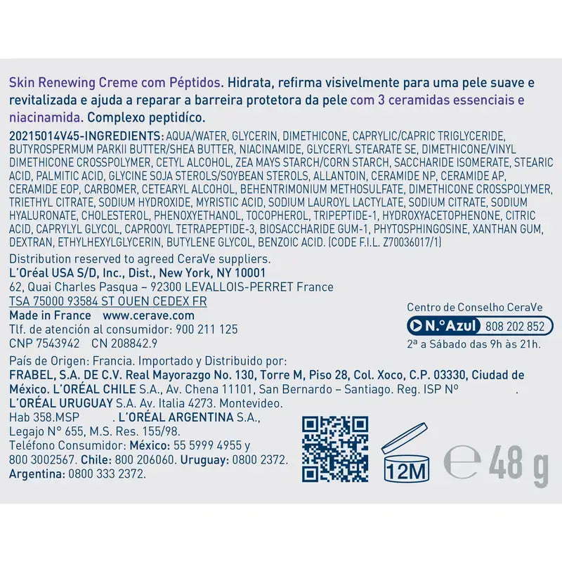 Cerave Crema Rinnovatrice della Pelle con Peptidi, 48 ml