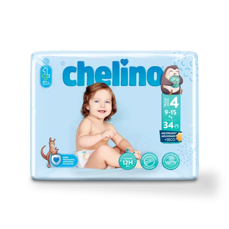 Pannolino Chelino taglia 4 (9-15 Kg) , 34 unità