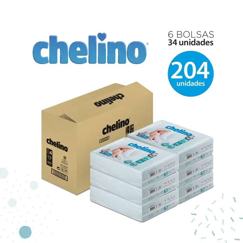 Pannolino Chelino taglia 4 (9-15 Kg) , 34 unità