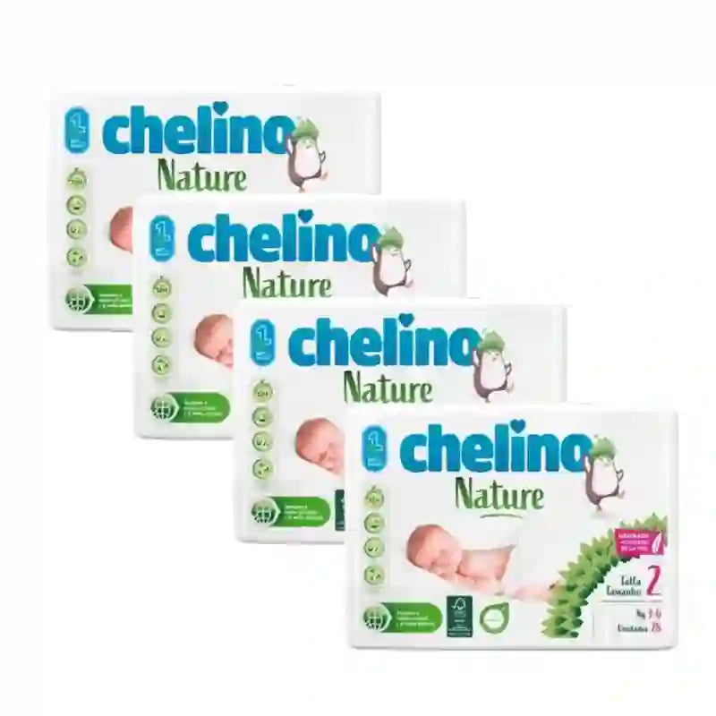 Pannolino Chelino Nature Taglia 2 (3-6 Kg) , 4X28 Unità
