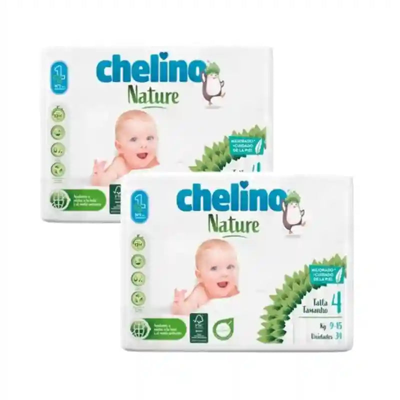 Pannolino Chelino Nature Taglia 4 (9-15 Kg) , 2X34 Unità