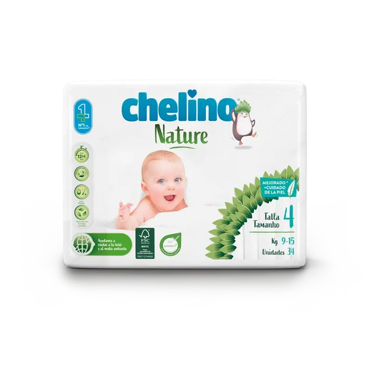 Pannolino Chelino Nature taglia 4 (9-15 Kg) , 34 unità