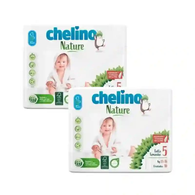 Pannolino Chelino Nature taglia 5 (13-18 Kg) , 2X30 Unità