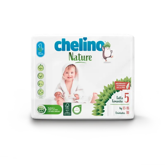Pannolino Chelino Nature Taglia 5 (13-18 Kg) , 30 unità