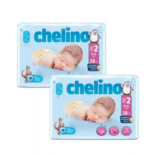 Pannolino Chelino taglia 2 (3-6 Kg) , 2X28 Unità