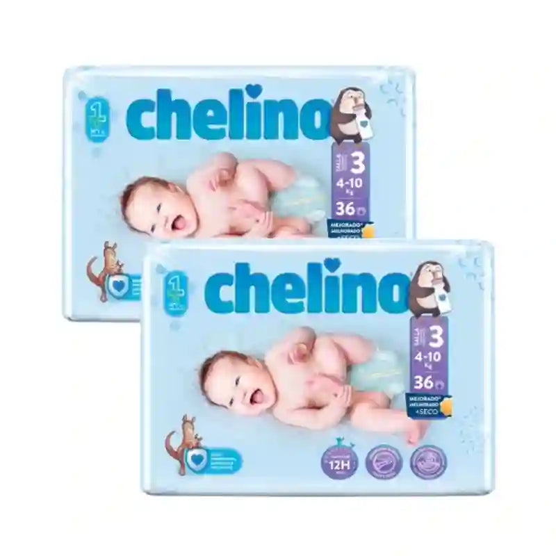 Pannolino Chelino Taglia 3 (4-10 Kg) , 2X36 Unità
