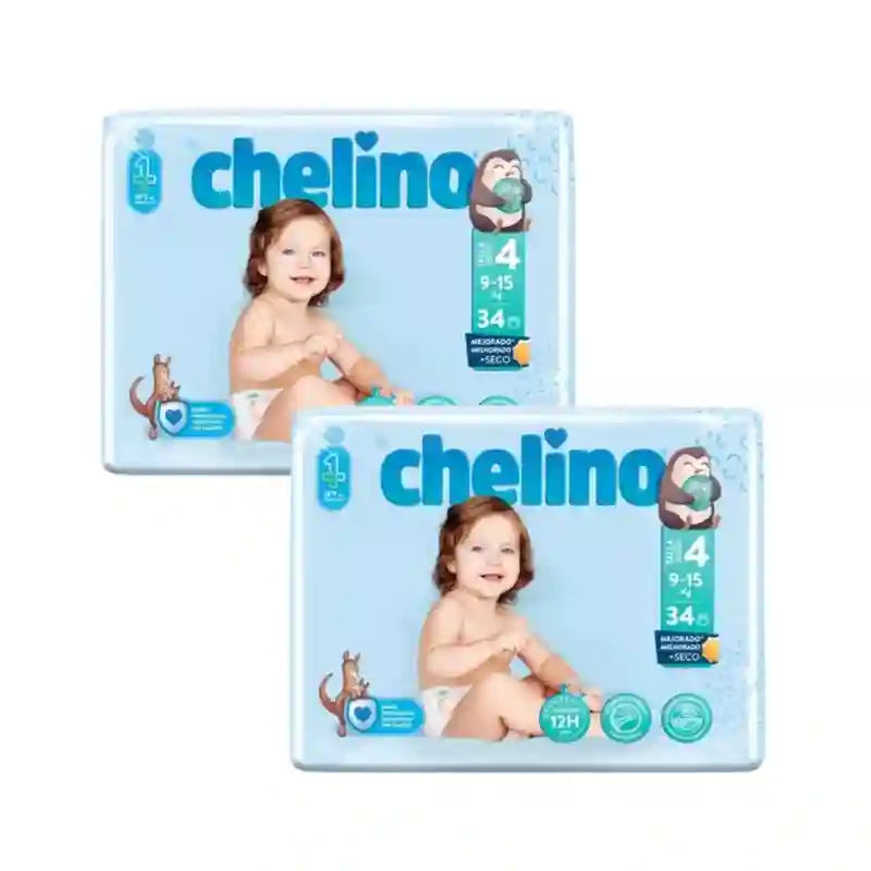 Pannolino Chelino Taglia 4 (9-15 Kg) , 2X34 Unità