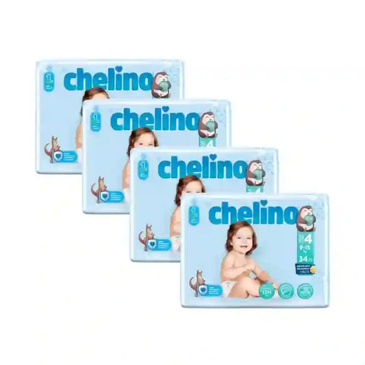 Pannolino Chelino Taglia 4 (9-15 Kg) , 4X34 Unità