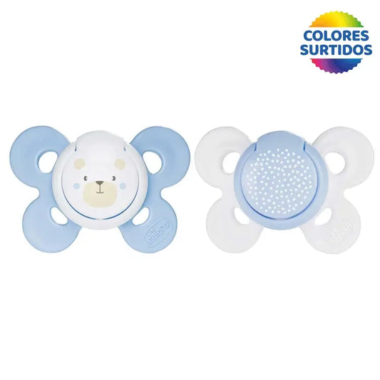 Ciuccio Chicco Physio Comfort Silicone Blu 2-6M 2 pezzi assortiti
