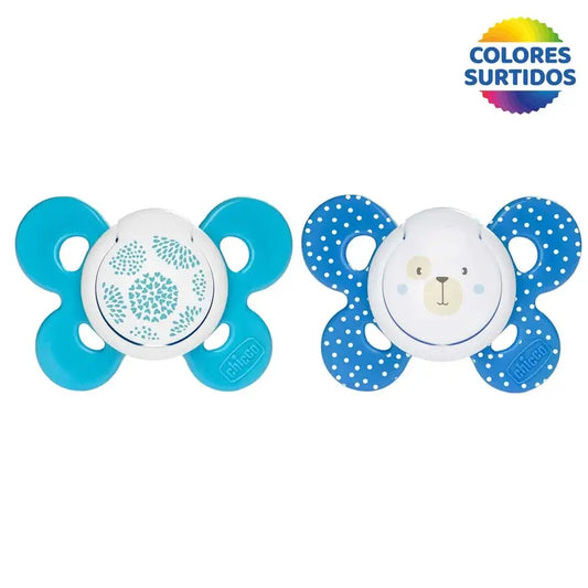 Ciuccio Chicco Physio Comfort Silicone Blu 6-16M 2 pezzi assortiti